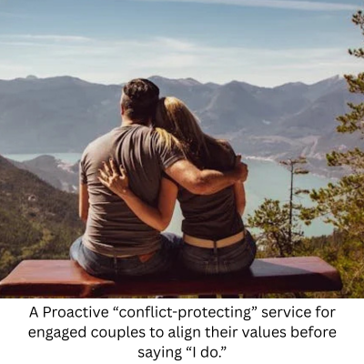 a proactive “conflict protecting” service for engaged couples to align their values before saying “i do.” body text