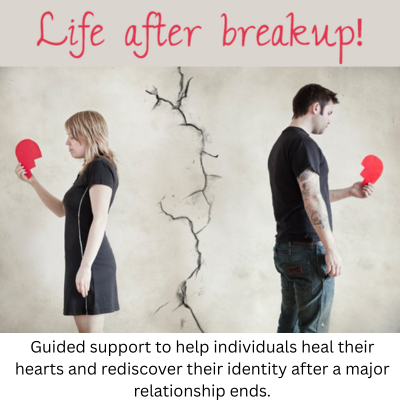 guided support to help individuals heal their hearts and rediscover their identity after a major relationship ends.